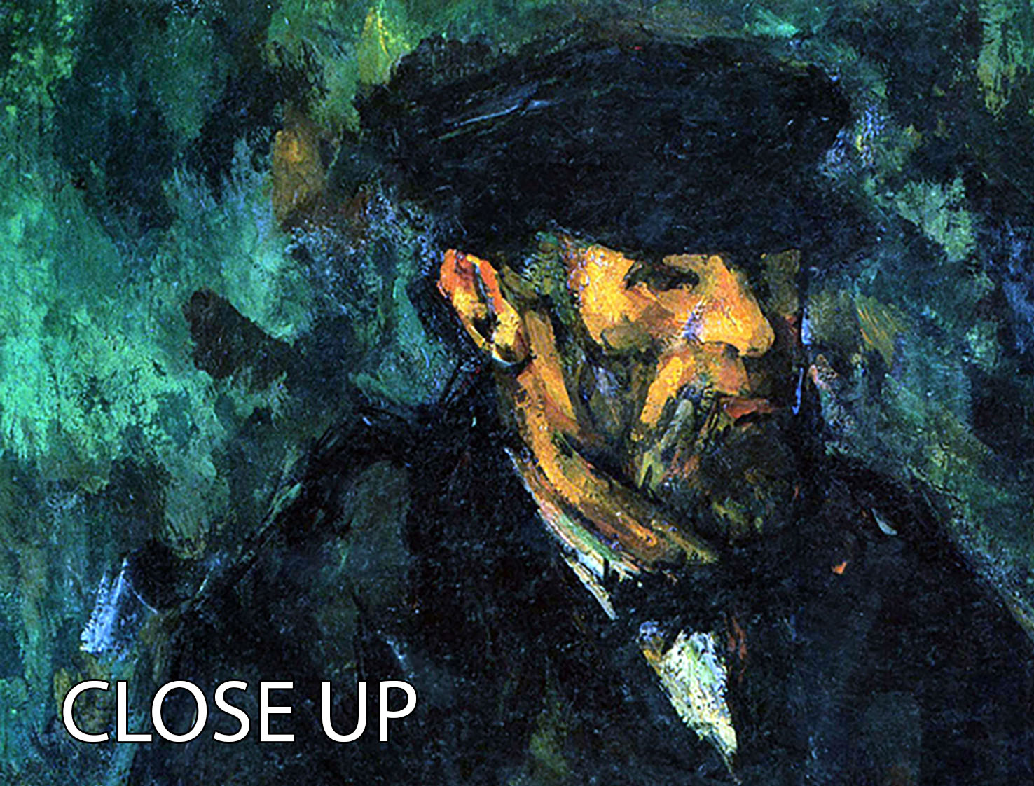 Three-panel canvas print of Cezanne's Portrait of Vallier, showcasing vibrant colors and intricate details.